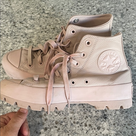 Womens Converse Chuck Taylor All Star Hi Lugged Leather Mauve Monochrome Sz 8 - Picture 1 of 9